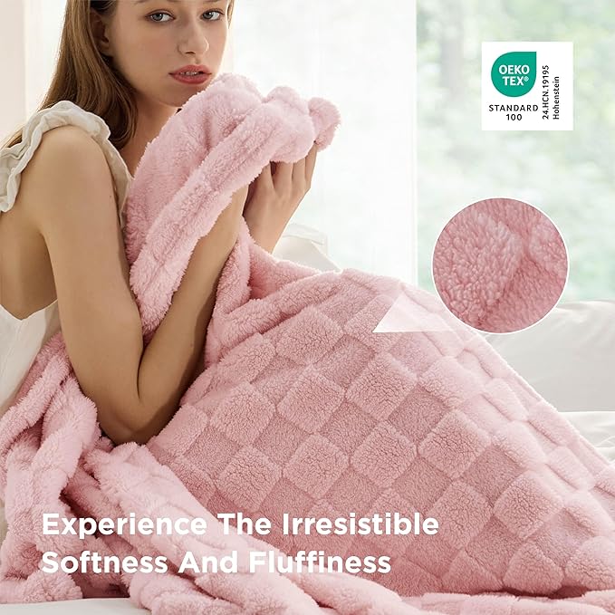 Bedsure GentleSoft Twin Blanket for Bed Pink - Super Soft Cozy Blankets for Women Men Girls, Cute Fuzzy Fleece Throws for Bedroom Couch, 60x80 Inches