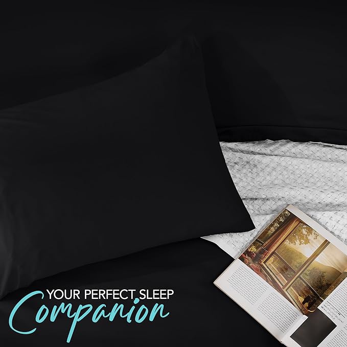 Utopia Bedding Duvet Cover Set with Pillowcases - 3 Pieces Bedding Duvet Cover with Zipper Closure - 1 Duvet Cover with 2 Pillowcases - Soft Brushed Microfiber (Queen, Black)