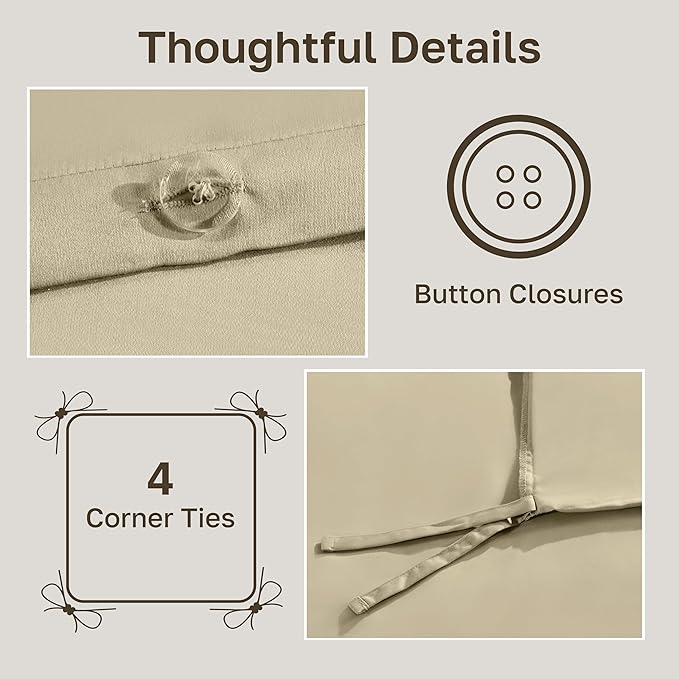 California Design Den 3 Pc King Duvet Cover Set - Winner Good Housekeeping Best Bedding Awards 2025, 400 Thread Count Sateen, 100% Cotton King Size Duvet Cover, Soft & Durable - Beige (Golden Tone)
