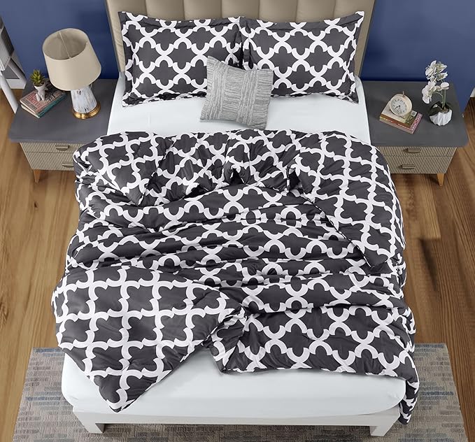 Utopia Bedding Printed Comforter Set (Queen, Grey) with 2 Pillow Shams - Luxurious Soft Brushed Microfiber - Goose Down Alternative Comforter
