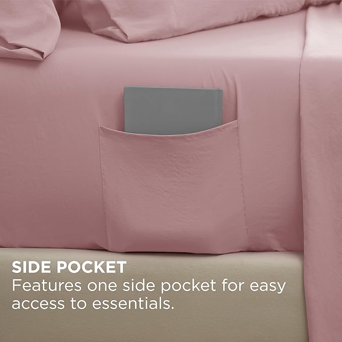 Bedsure Deep Pocket King Sheet Set - 6 Piece, Prewashed Ultra-Soft King Size Sheets Set, Fits Mattresses Up to 18 Inches Thick, Breathable & Secure Fit, Hotel Luxury Bedding, Light Pink