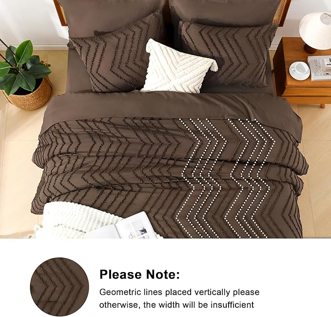 Litanika Oversized King Size Comforter Set with Sheets Brown - 7 Pieces Bed in a Bag Oversized King Boho Tufted Complete Bedding Sets with Comforter, Sheets, Pillowcases & Shams