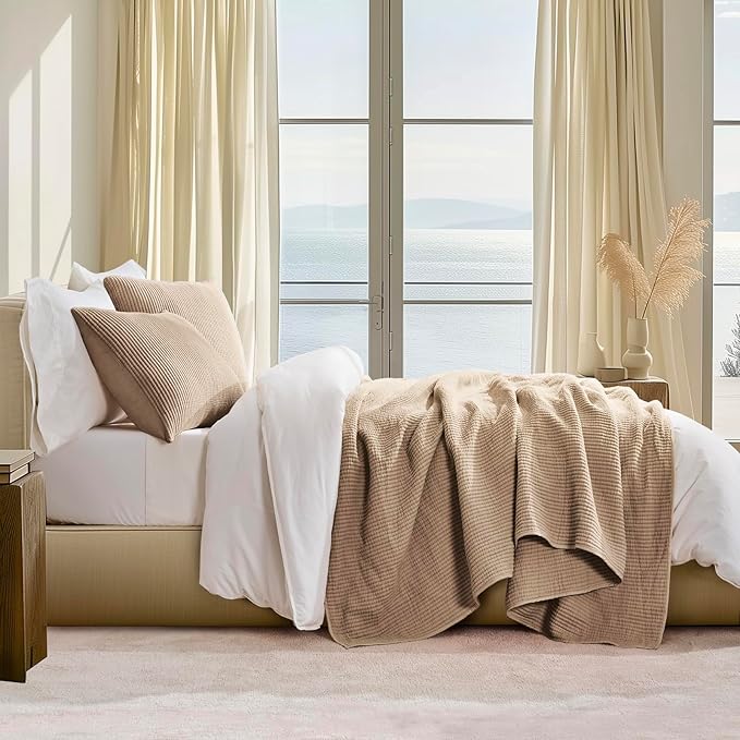 EVERGRACEHOME Cotton Coverlet Set King Size 3 Pieces, Lightweight Soft Ribbed Matelassé Bedspread Quilt Set, Cozy Oversized Quilted Bedding Set with 2 Pillow Shams for All Seasons, Urban Taupe