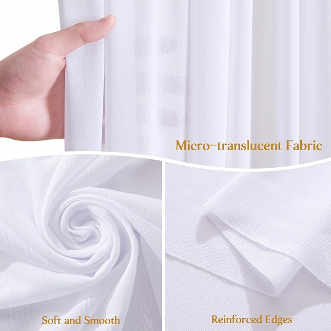 40ft×20ft White Ceiling Drapes for Weddings Events Wrinkle-Free Polyester Ceiling Backdrop for Ten Canopy Church Stage Bedroom Decor 8 Panels 5×20ft