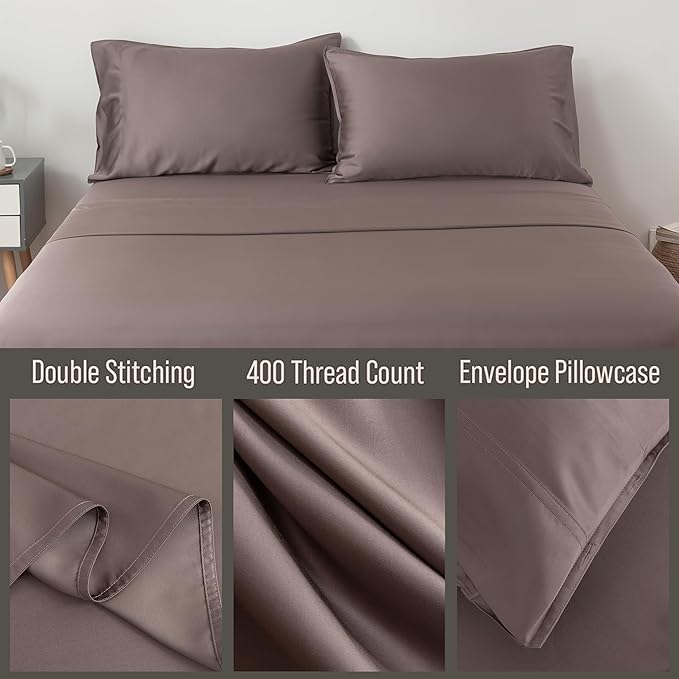 Bella Coterie | Luxury Bamboo Viscose Standard Size Pillowcase Set | 100% Organically Grown | Ultra Soft | Cooling | 2 Pcs [Mocha]