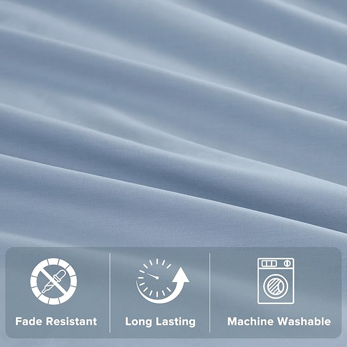 Comfort Spaces 100% Cotton Sheet Set Breathable, Lightweight, Soft with 14" Elastic Pocket Fits up to 16" Mattress, All Season Cozy Bedding, Matching Pillow Case, Full Blue 4 Piece