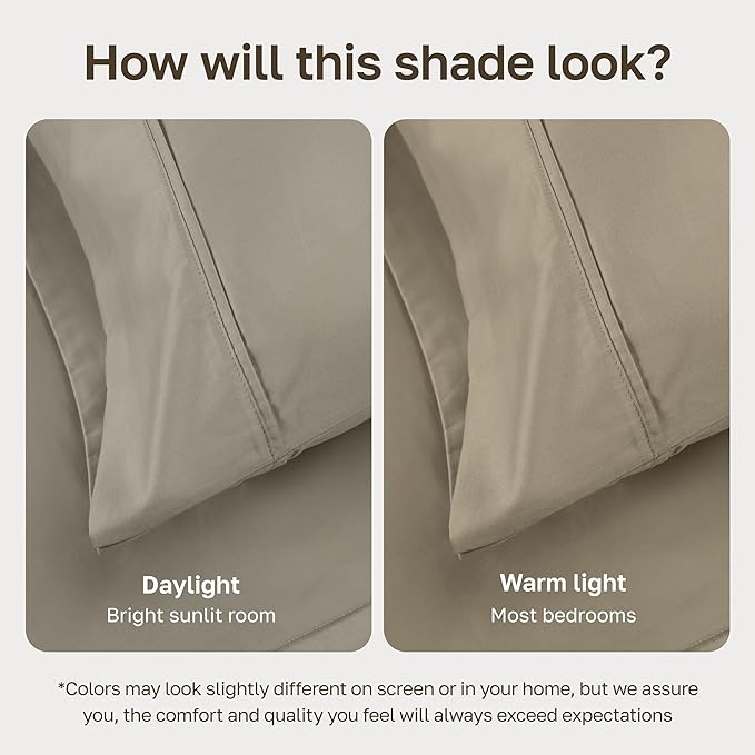 California Design Den Soft Twin Sheets Set - 400 Thread Count Sateen, Natural 100% Cotton Sheets, Deep Pockets, and Durable Bedding Set for Dorm Rooms & Adults - Taupe
