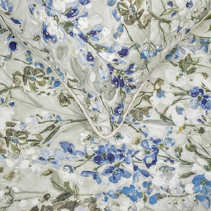 The HomeCentric King/Queen/Twin Blue Decorative Bed Runner King 90"x18" Bed Runner with One Pillow Cover, Quilted Bed Scarf on Cotton Fabric - Garden Grace