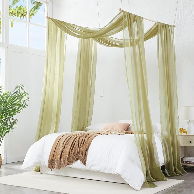Warm Home Designs Sage Green Bed Canopy Curtains in 55 x 216 Inch Size. Our Queen Canopy Bed Curtains Work Great as Kids Canopy, Bed Scarf, Bed Curtain or to Enhance Bed Decor. BC Sage 216"