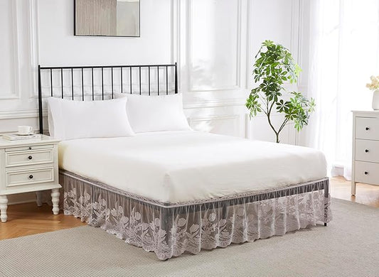 WARM HOME DESIGNS Queen Size Bed Skirt for Bed. Our Gray Bed Skirt Goes Great with Farmhouse or Victorian Bedding for Any Bedroom Decor. DO Silver Queen