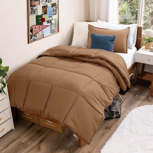 Bare Home Comforter Set - Twin/Twin Extra Long Size - Ultra-Soft - Goose Down Alternative - Premium 1800 Series - All Season Warmth (Twin/Twin XL, Caramel)