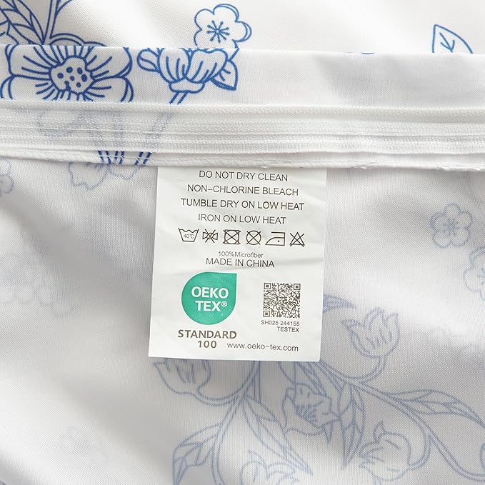 Nayoroom Blue Floral Duvet Cover King Size Cottagecore Flower Leaf Spring Comforter Cover 3 Pcs Soft Breathable Microfiber Pastoral Aesthetic Bedding Set with Zipper Closure