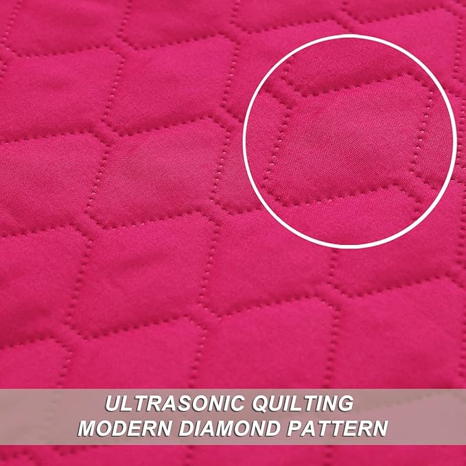 Exclusivo Mezcla Reversible Full Queen Quilt Bedding Set with Pillow Shams, Lightweight Quilts Queen Size, Soft Bedspreads Bed Coverlets for All Seasons - (Hot Pink, 90"x96")