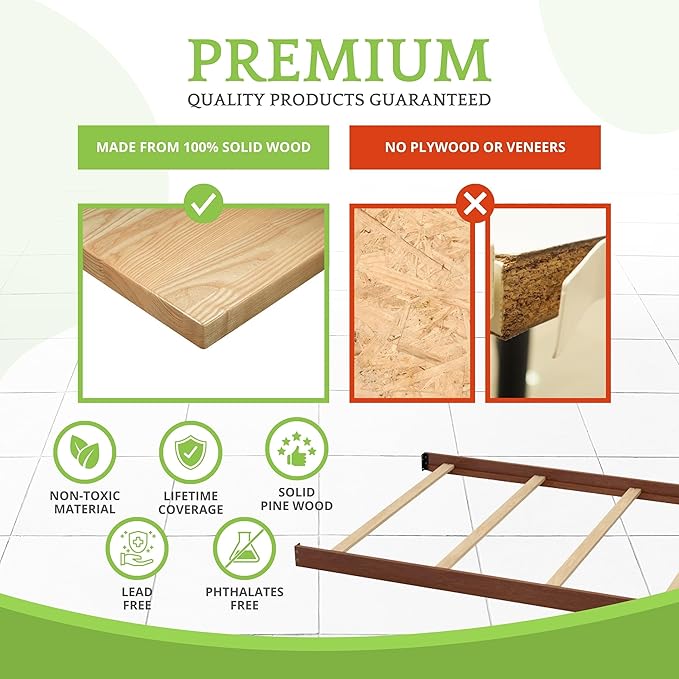 Full-Size Conversion Kit Bed Rails for Baby Cache Convertible Cribs - Solid Wood Rail - Toddler and Adult Bed Rail for Full-Size Beds - Essential Nursery & Baby Furniture (Brown Sugar)