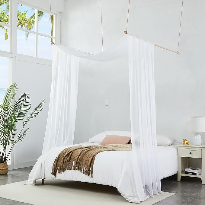 Warm Home Designs White Bed Canopy Curtains in 55 x 288 Inch Size. Our King Canopy Bed Curtains Work Great as Kids Canopy, Bed Scarf, Bed Curtain or to Enhance Bed Decor. BC White 288"