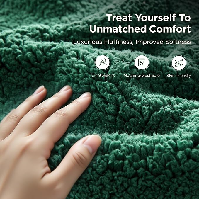 Sophia & William Throw Blanket for Couch Sofa(60x80 Inches) - Reversible Fluffy Soft Blanket, Gifts for Women, Green