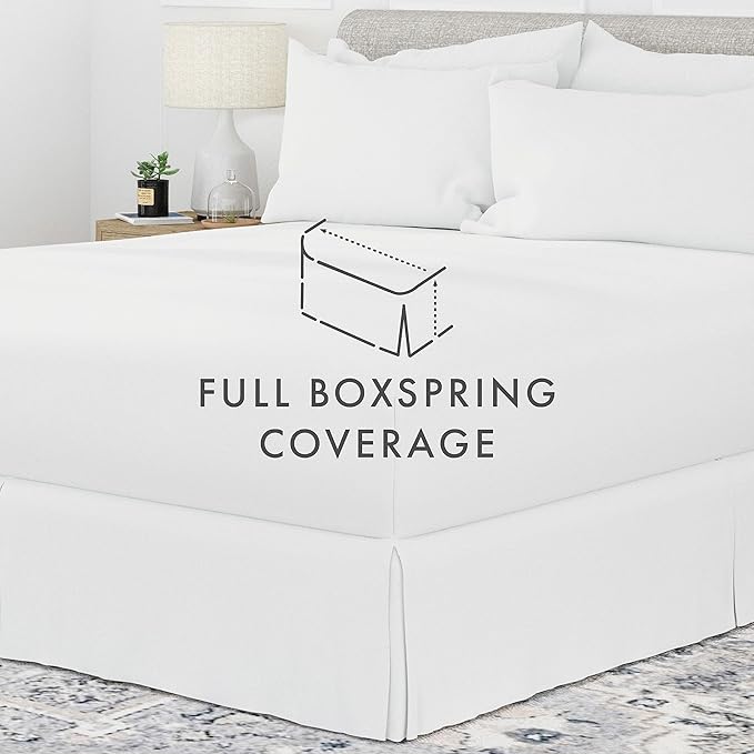 Linen Market Bed Skirt - Ultra Soft Microfiber - Easy Fit with 14 Inch Tailored Drop - Hotel Quality, Shrinkage & Fade Resistant - Bed Cover - Cal King Bed Skirt - Bedroom Décor - (Cal King, White)
