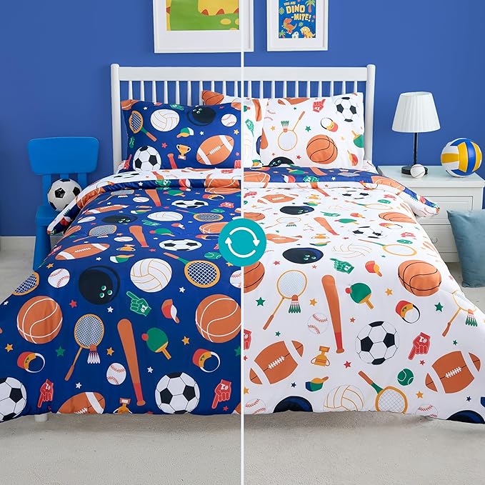 Joiedomi Kid Twin Comforter Set 5 Piece Ball Sports Bedding Set for Boys Girls Super Soft Microfiber Bed in a Bag with Comforter Sheets Pillowcase Sham