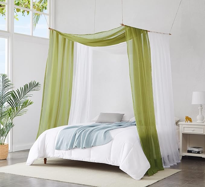 Warm Home Designs Sage Green Bed Canopy Curtains in 55 x 360 Inch Size. Our King Canopy Bed Curtains Work Great as Kids Canopy, Bed Scarf, Bed Curtain or to Enhance Bed Decor. BC Sage 360"