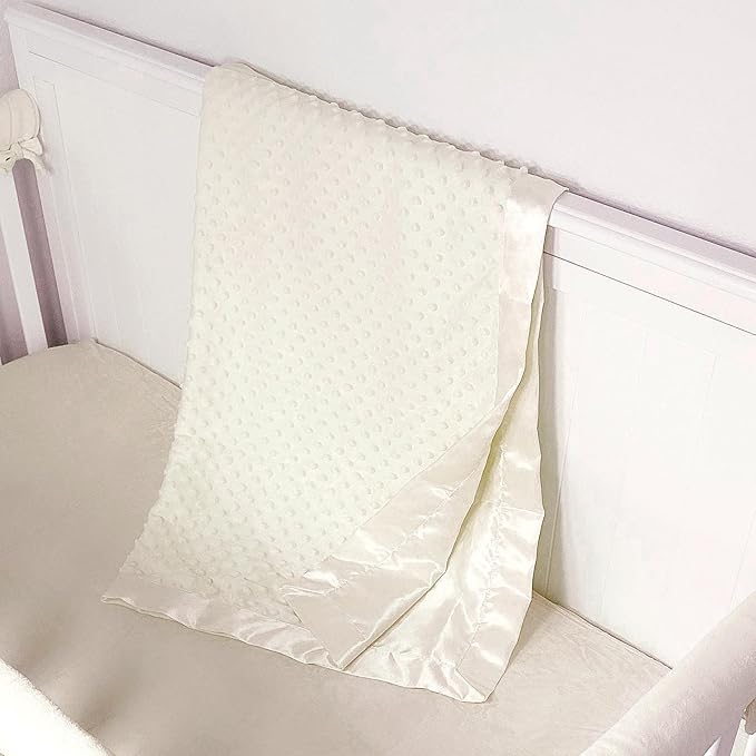 American Baby Company Heavenly Soft Chenille Blanket Set, Receiving Blanket (30" x 40") & Security Blanket (14" x 14"), Warm and Cozy, Cream, for Boys and Girls