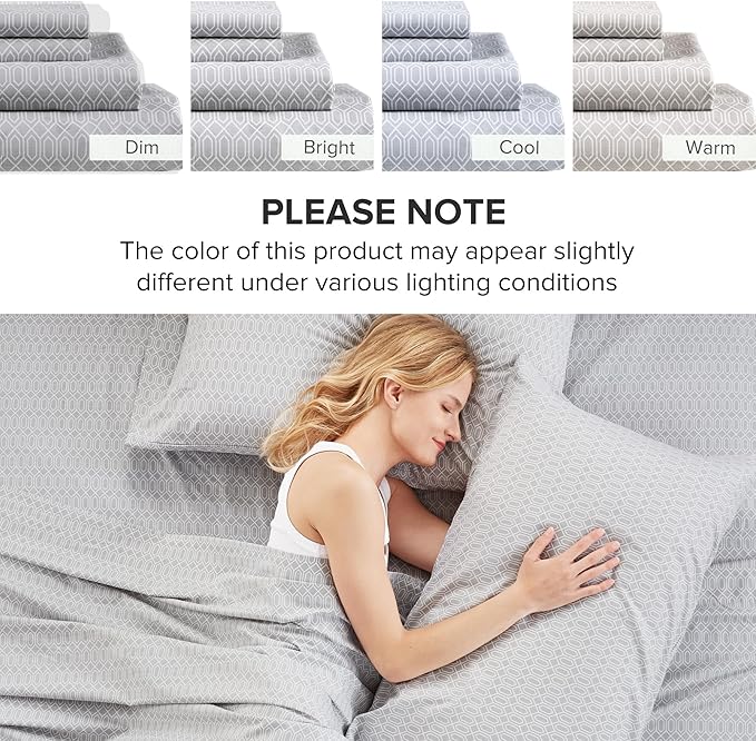 Comfort Spaces 100% Cotton Sheet Set Breathable, Lightweight, Soft with 12" Elastic Pocket Fits up to 14" Mattress, All Season Cozy Bedding, Matching Pillow Case, Twin Diamond Taupe 3 Piece