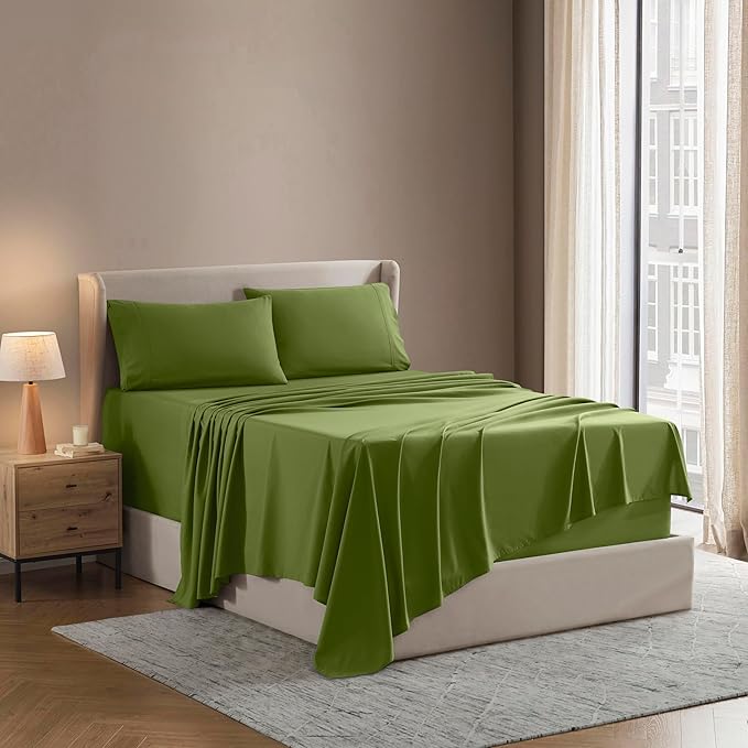 Nestl California King Sheet Set - 1800 Ultra-Soft Microfiber Cal King Bed Sheets - Double Brushed - Deep Pockets - Easy Fit - 4 Piece Set - Bed Sheets (California King, Calla Green)