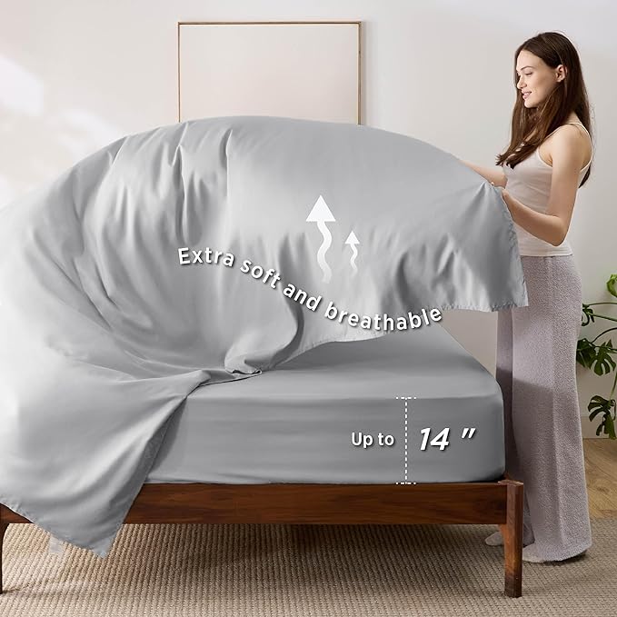 Bedsure Queen Comforter Set - 7 Pieces Reversible Light Purple Bedding, Queen Size Bed Set for All Seasons, Bed in a Bag with Down Alternative Comforter, Sheets, Pillowcases & Shams