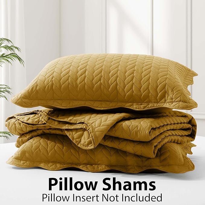IR Imperial Rooms 8 Pack California King Quilt Bedding Set (118"x106") - Bulk Wholesale for Hotels, Guest Bedroom & Airbnbs - Lightweight Microfiber Reversible Embossed Quilts Bedspread (Ochre)