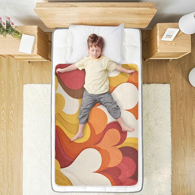 Waterproof Bed Pad Reusable Changing Pad Toddler Mattress Protector Large Pee Pad Baby Diaper Pad Soft Washable Liner Orange Abstract Hearts