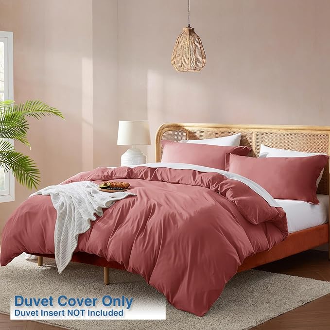 Nestl Pink Clay California King Duvet Cover Sets - Soft Double Brushed Cal King Duvet Cover, 3 Piece, with Button Closure, 1 Duvet Cover 104x98 inches and 2 Pillow Shams