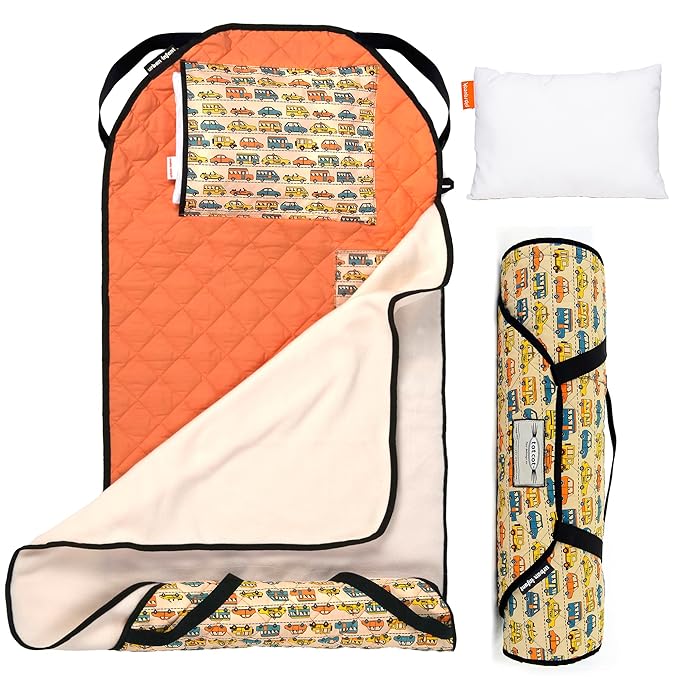 Personalized Tot Cot Kids Nap Mat - Toddler Preschool Daycare Bedding Cover with Blanket and Pillow - Ages 2 Yrs to 5 Yrs
