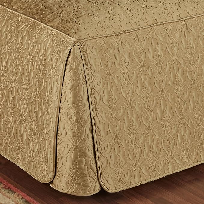 Cambridge Classic Luxury Bedding | Golden Bronze Solid Color Polyester Satin | Elaborate Damask Quilting | Fitted, Oversized 24 Inch Drop | 3 Piece Bed Set Includes Queen Bedspread & 2 Standard Shams