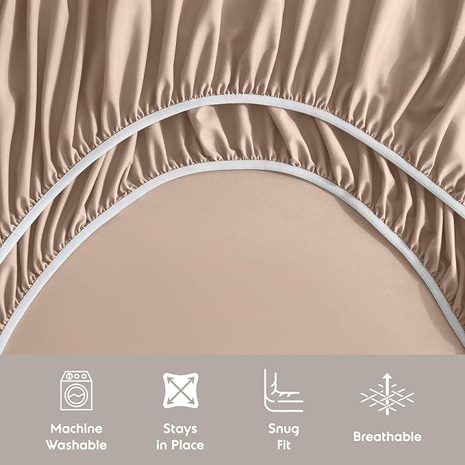 Nestl Full Sheet Set - Luxury 1800 Ultra-Soft Microfiber Full Bed Sheets - Double Brushed - Deep Pockets - Easy Fit - 4 Piece Set - Bedding Sheets & Pillowcases (Full, Taupe)