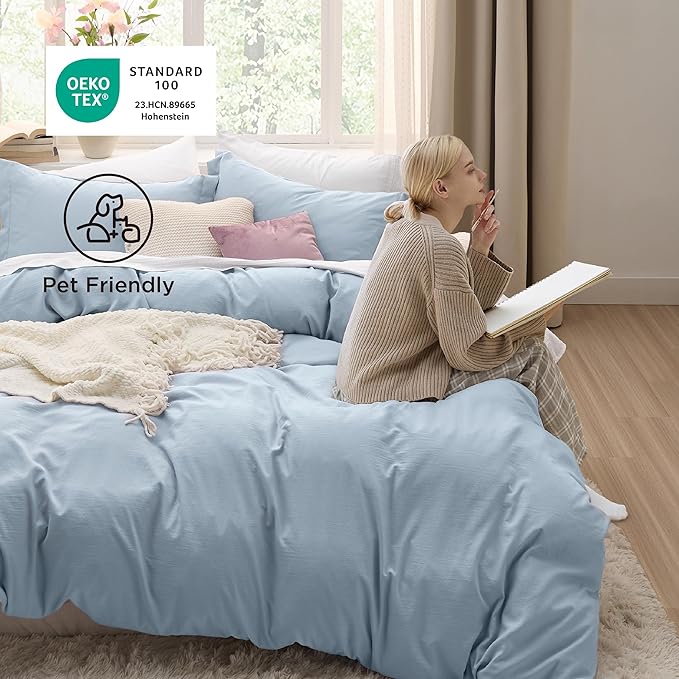 Bedsure Celestial Blue Duvet Cover Full Size - 3 Pieces Prewashed Extra Soft Bedding Set, Includes 1 Duvet Cover 80x90 Inches with Zipper Closure & 2 Pillow Shams, Comforter Not Included