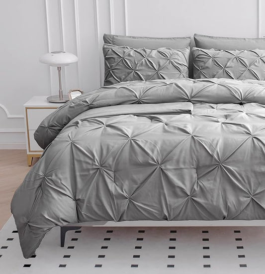 Full Size Bed Sheets Comforter Sets - Bed in a Bag Full Size Bedding Set 7-Piece - Premium Quality Pintuck Stitching - Comforter with Sheets, Pillowcases & Shams - Comfort for Everyday Sleep – Silver | Premium pintuck, Soft breathable, Light comfort, E...