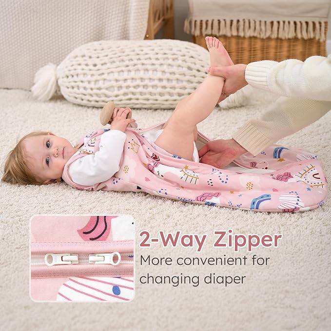 Yoofoss Baby Sleep Sack 6-12 Months, TOG 2.5 Baby Wearable Blanket with 2-Way Zipper, 100% Organic Cotton Fabric Winter Newborn Sleeping Sack, Warm Soft Comfy