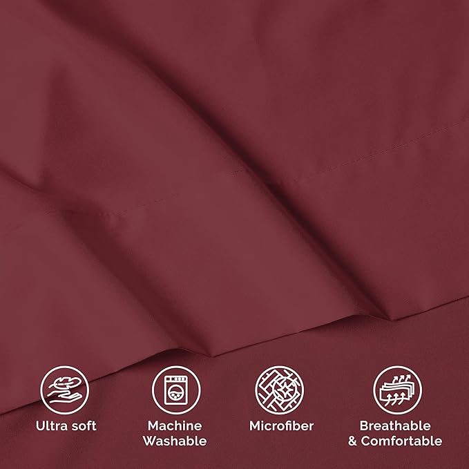 Luxury Flat Sheet on Amazon Elegant Comfort Wrinkle-Free 1500 Premier Hotel Quality 1-Piece Flat Sheet, California King Size, Burgundy