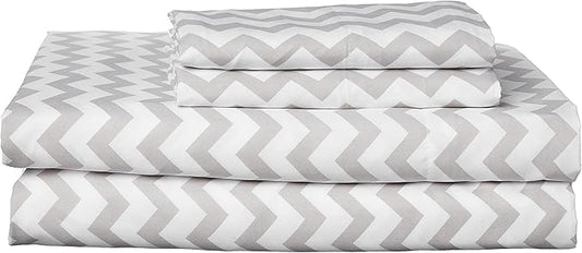 King Size Sheets - Breathable Luxury Bed Sheets with Full Elastic & Secure Corner Straps Built In - 1800 Supreme Collection Extra Soft Deep Pocket Bedding Set, Sheet Set, King, Chevron Gray