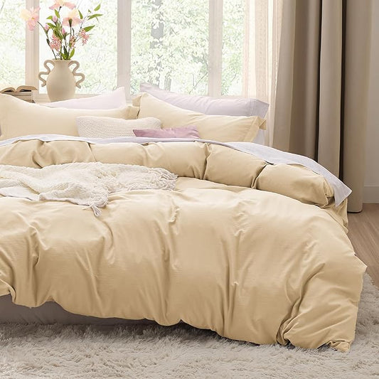 Bedsure Alabaster Gleam Duvet Cover Full Size - 3 Pieces Prewashed Extra Soft Bedding Set, Includes 1 Duvet Cover 80x90 Inches with Zipper Closure & 2 Pillow Shams, Comforter Not Included