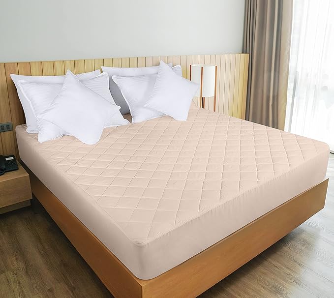 Utopia Bedding Quilted Fitted Mattress Pad, Full Size, Elastic Fitted Mattress Topper Protector and Cover Stretches up to 16 Inches Deep, Machine Washable (Beige)