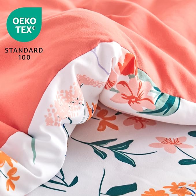 Joiedomi Queen Comforter Set White, 3 Pieces Floral Queen Bedding Set with 1 Soft Reversible Flower Comforter and 2 Pillow Shams, Bed in a Bag for All Seasons