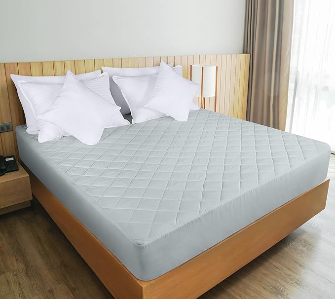 Utopia Bedding Quilted Fitted Mattress Pad, Full Size, Elastic Fitted Mattress Topper Protector and Cover with Deep Pocket Stretches up to 16 Inches, Machine Washable (Light Grey)