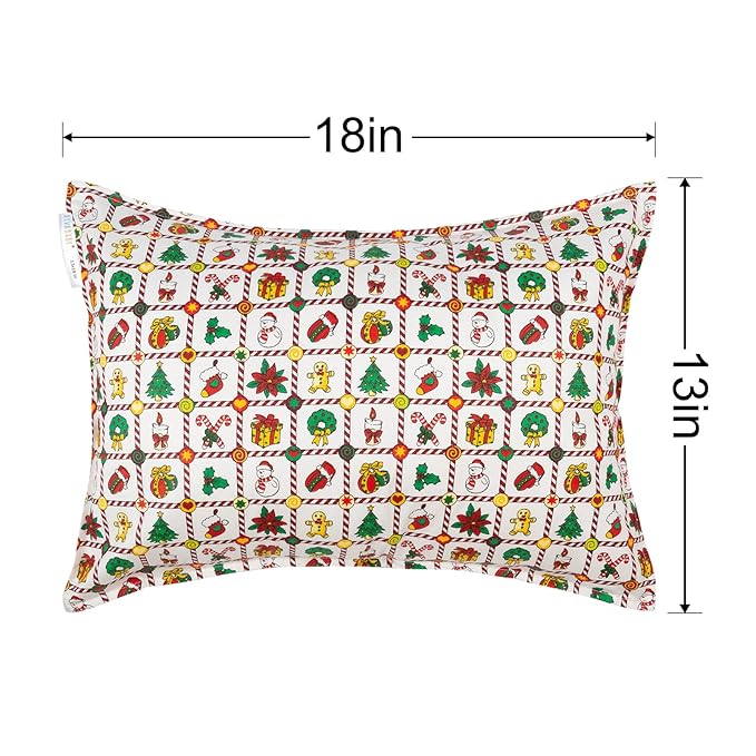 ALVABABY Toddler Pillowcases 2 Pack Organic Cotton Kids Pillow Cover Fit 13"x 18" or 12"x16" Envelope for Girl Boy Sleepy Travel(Pillowcase Only)