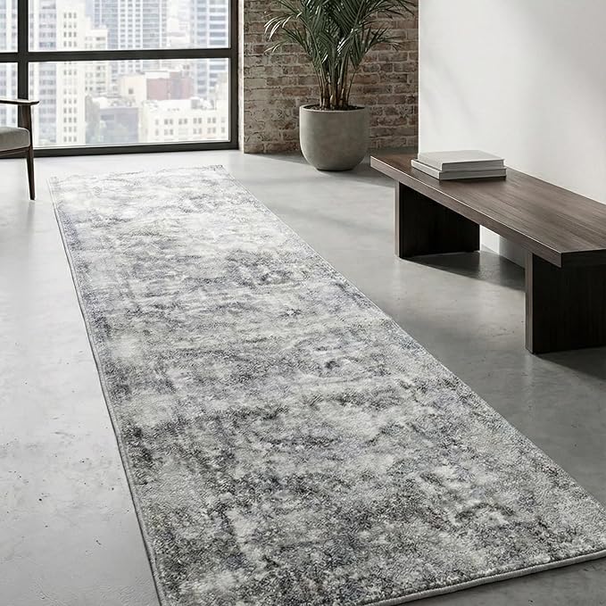 Well Woven Custom Size Runner - Choose Your Length - Patras Grey Vintage Medallion 27 Inches Wide x 12 Feet Long Runner Rug (27 in. x 12 ft.)