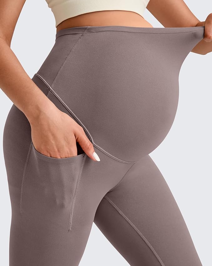 G4Free BareFeel Maternity Leggings with Pockets Over The Belly Stretchy Workout Yoga Pregnancy Pants
