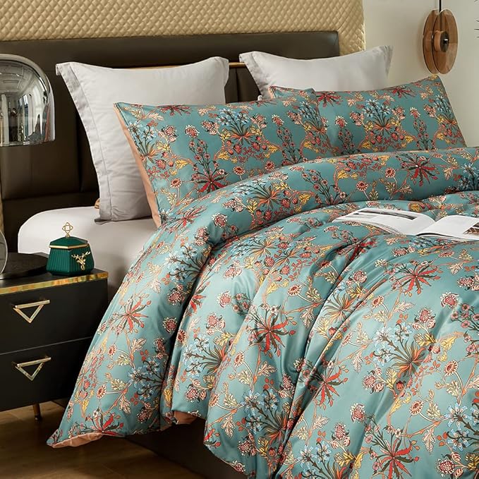 Cupocupa Duvet Cover Set;Duvet Cover Full Bedding Set Fluffy Boho Duvet Cover Set Paisley Floral Bedding Collection Duvet Cover with Pillowcases