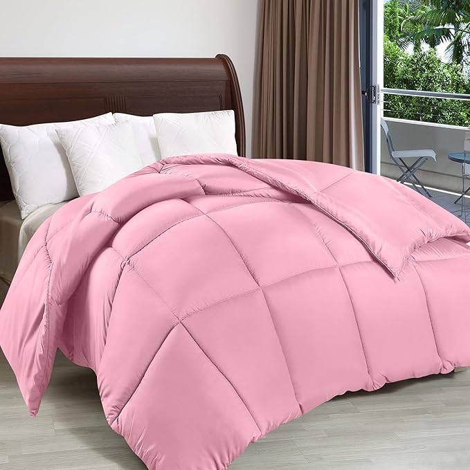 Utopia Bedding Comforter Duvet Insert, Quilted Comforter with Corner Tabs, Box Stitched Down Alternative Comforters Twin Size (Pink)