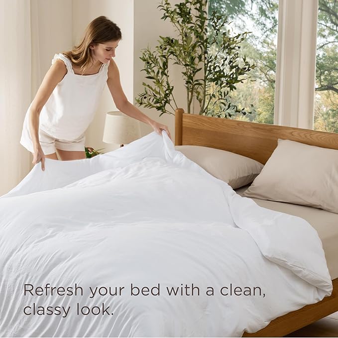 Bedsure Duvet Cover King Size Only - Prewashed Cotton-Like Polyester Extra Soft All Season Bedding, Includes 1 Duvet Cover 104x90 Inches with Zipper Closure, White, Comforter Not Included