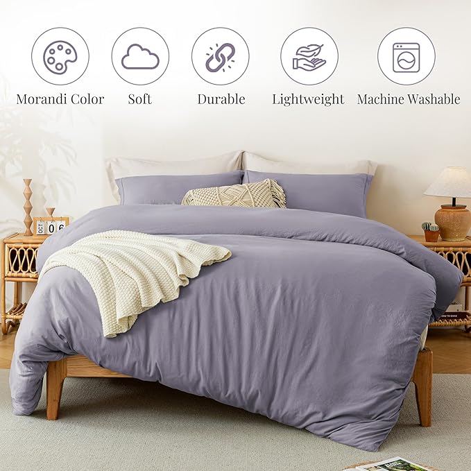 MILDLY Super Soft Duvet Cover 2pcs - 100% Washed Microfiber Comforter Cover Set with Zipper Closure & Corner Ties (No Comforter)