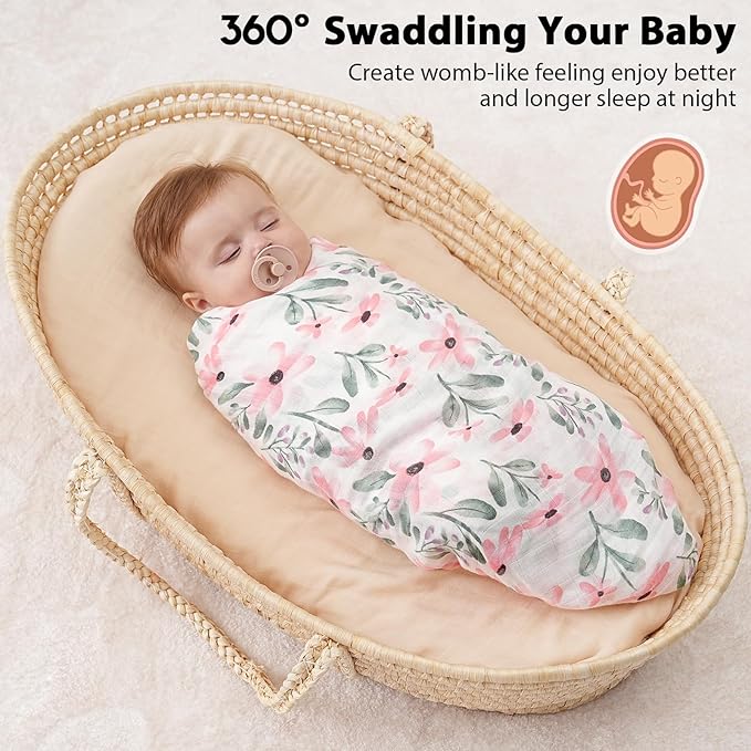 Yoofoss Muslin Swaddle Blankets, Organic Baby Blankets, 47 x 47 Inches Receiving Blanket for Baby Boys and Girls, Baby Essentials for Newborns Soft Breathable